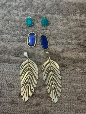 Kendra Scott Blue & Turquoise Three-Pair Earring Set - Gold Tone